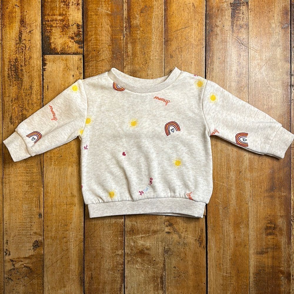 Old Navy sweatshirt crewneck size 3 to 6 months boho rainbows sunshine hearts